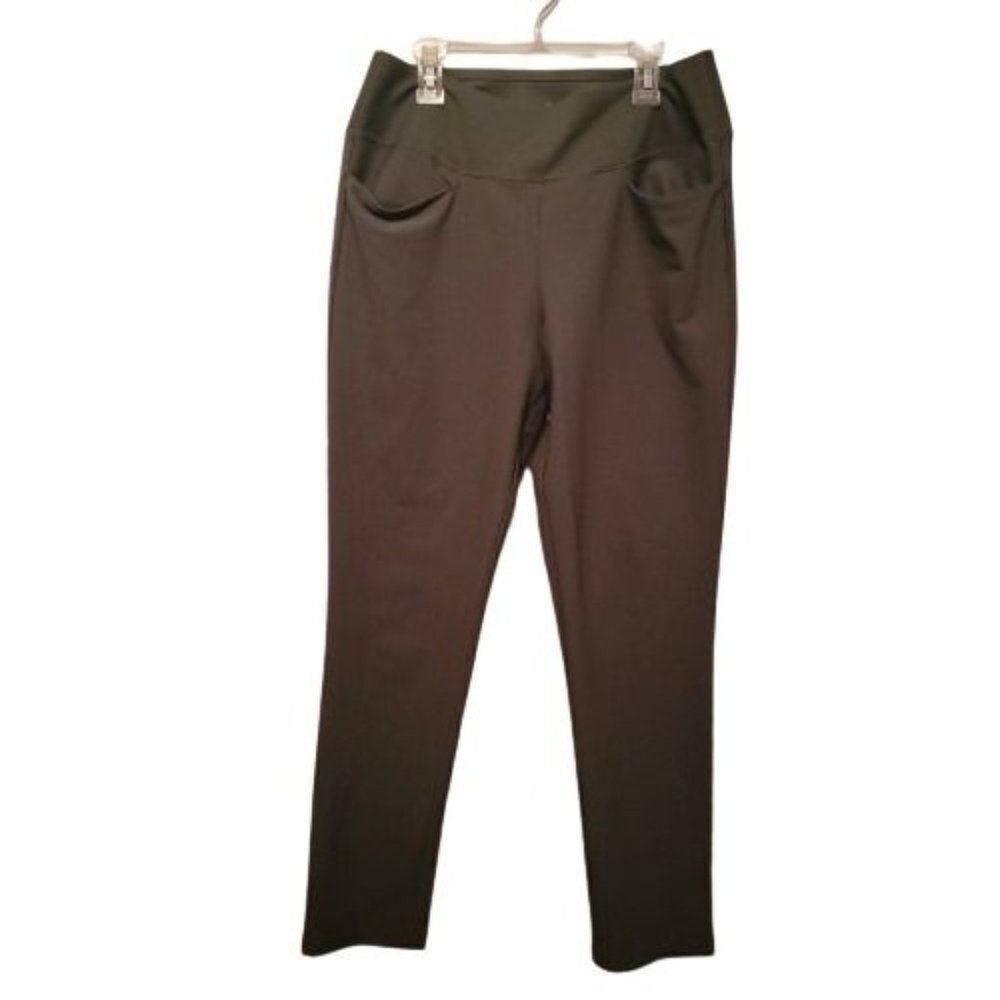 Puma Womens Green Pockets Elastic Waist Compression Leggings Size Large